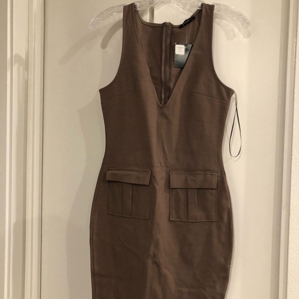 Sorella sleeveless cargo mini dress in taupe